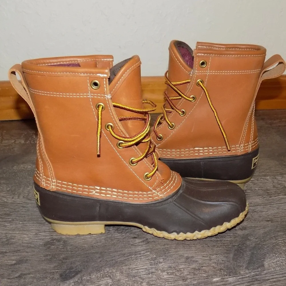 LL Bean Boots Women 6 M Tan Brown Excellent Gore-Tex Thinsulate Duck Boots